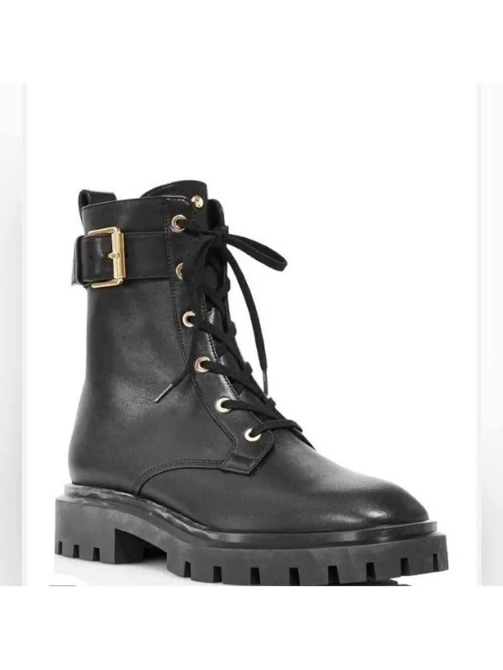 Stuart Weitzman Ultra Lug Sole Buckle Combat Boots - NWT